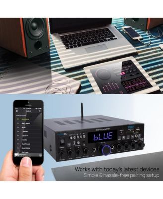 Bluetooth Stereo Amplifier Receiver - Optical, Phono, Coaxial, FM Radio, USB & SD Memory Card Readers, Line (3.5mm) Input, Digital LED Display, Microphone Inputs (200W)