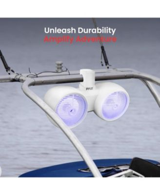 8'' Marine Bluetooth Wakeboard Speaker System with LED Lights, 300W, White