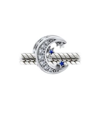 Celestial Crescent Moon Star Charm Bead in Sterling Silver European Bracelets
