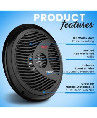 8" Waterproof Marine Component Speakers - 180 Watt, Black