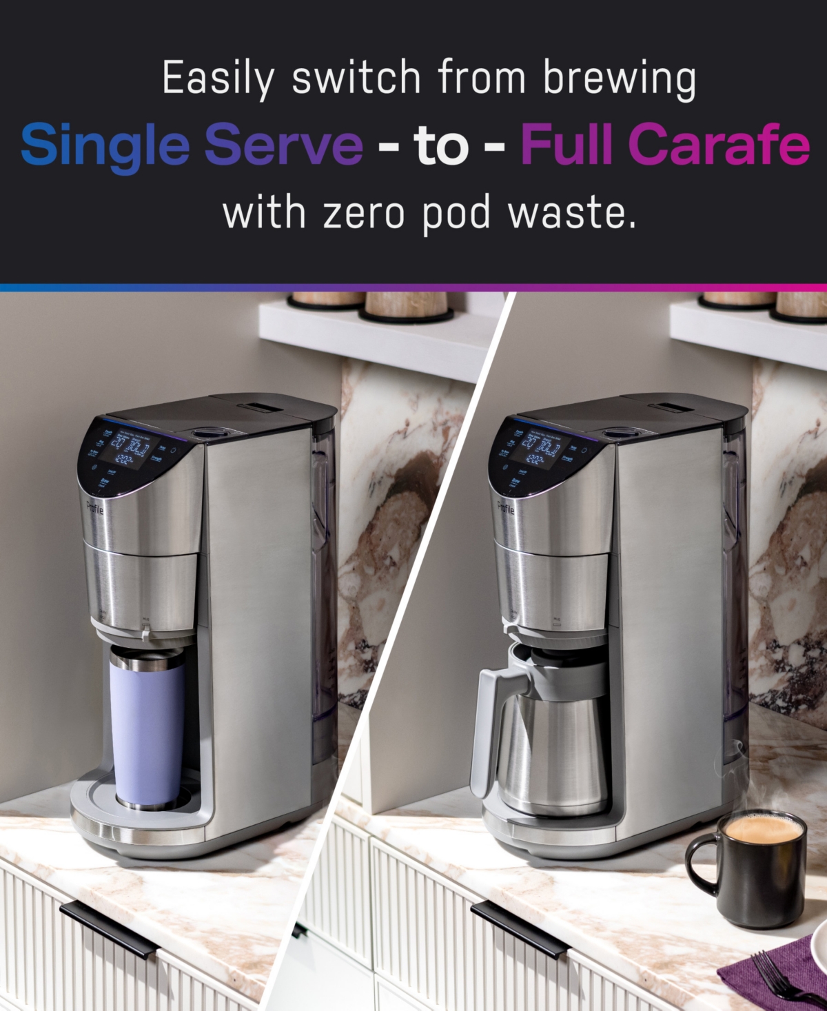 Ge Appliances Profile Smart Grind And Brew Coffee Maker With Podless Single Serve In Black