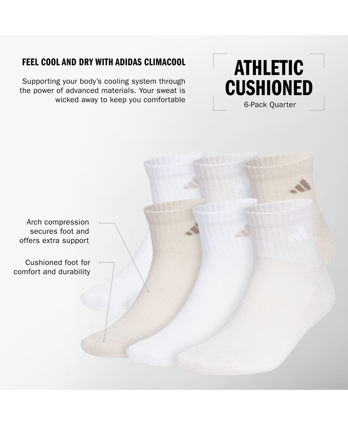 Носки для мужчин, укороченные, с логотипом — adidas, цвет: Бежевый — фото 2