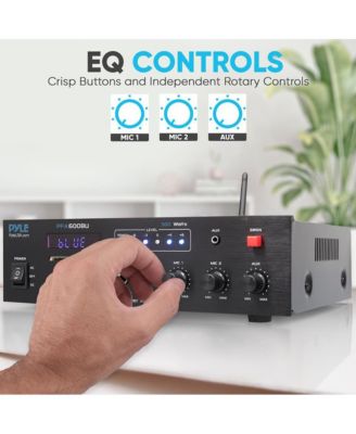 Bluetooth Public Address Amplifier - Compact PA Speaker & Microphone Receiver System with (2) Mic Inputs, MP3/USB/SD Readers, FM Radio (300W MAX)