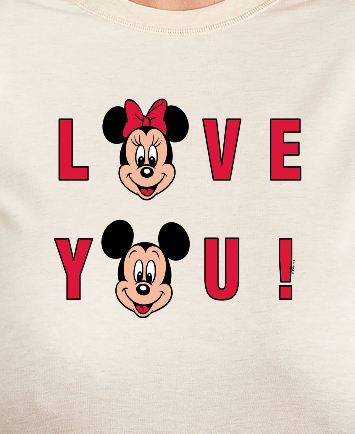 Hybrid Apparel Plus Size Disney Mickey And Minnie Love You Graphic Pullover T-shirt In Beige,khaki