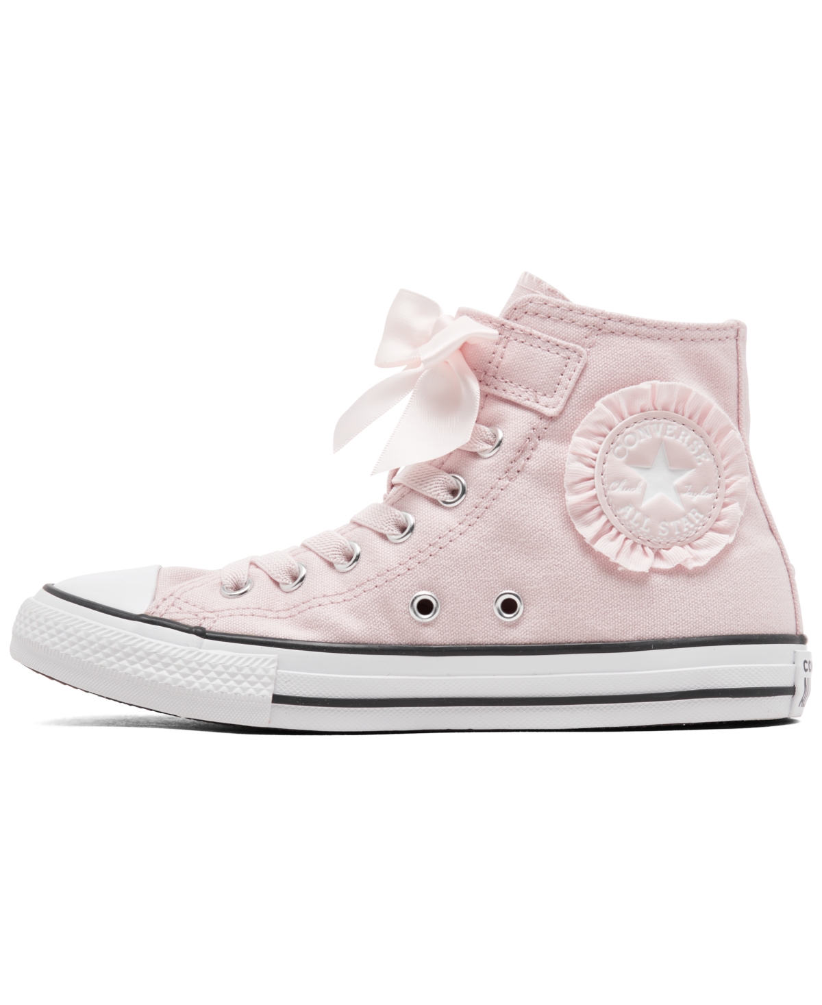 CONVERSE LITTLE GIRLS CHUCK TAYLOR ALL STAR RUFFLES AND BOWS EASY-ON CASUAL SNEAKERS FROM FINISH LINE 