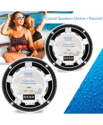 6.5" Water-Resistant Rated Marine Speakers with Wireless RF Streaming Support (Supplemental Speakers for Model: 'PLMRF65MW')