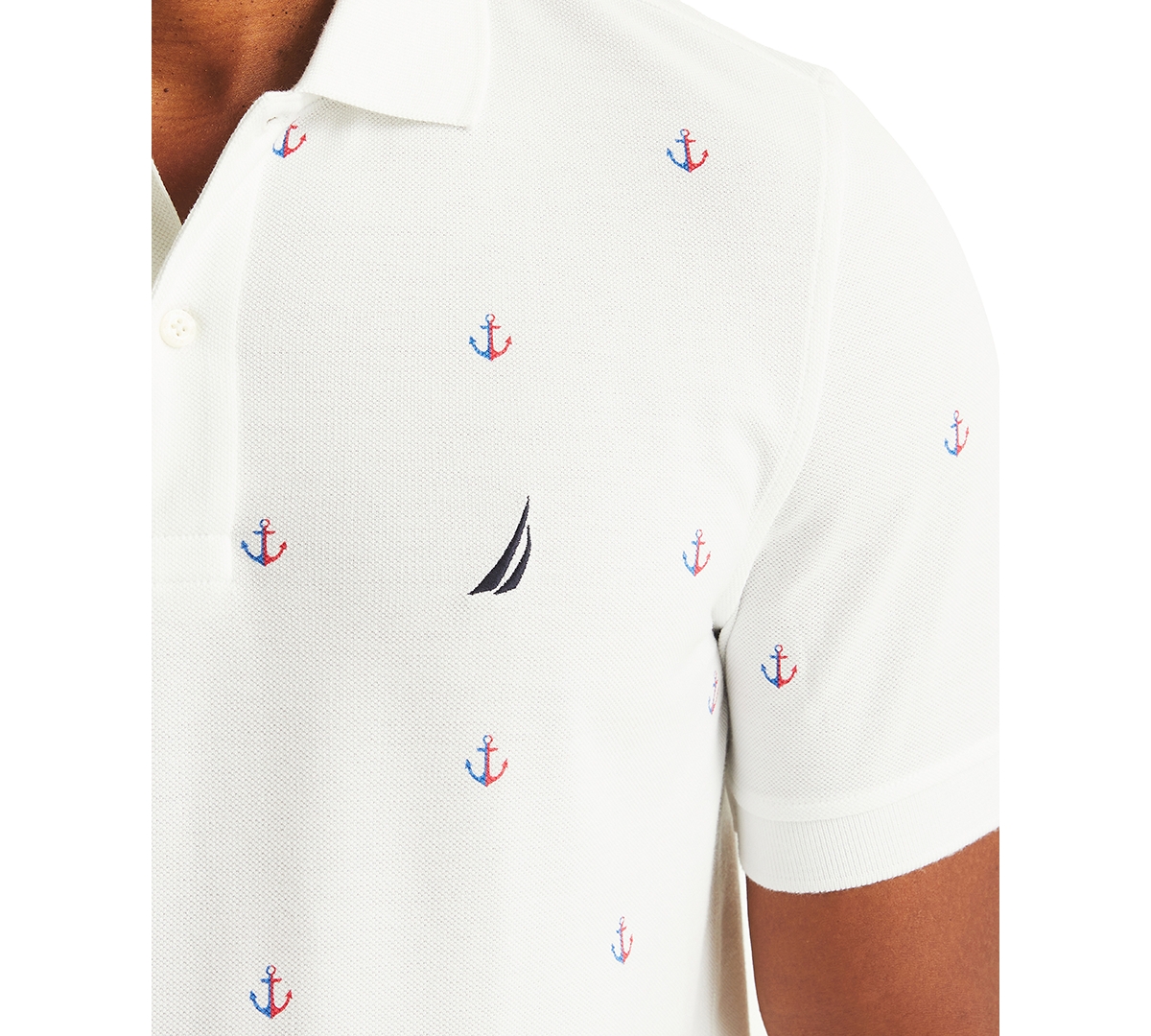 NAUTICA MEN'S CLASSIC FIT DECK PRINTED PERFORMANCE POLO SHIRT 
