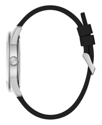 Men's Analog Black Silicone Watch, 44mm