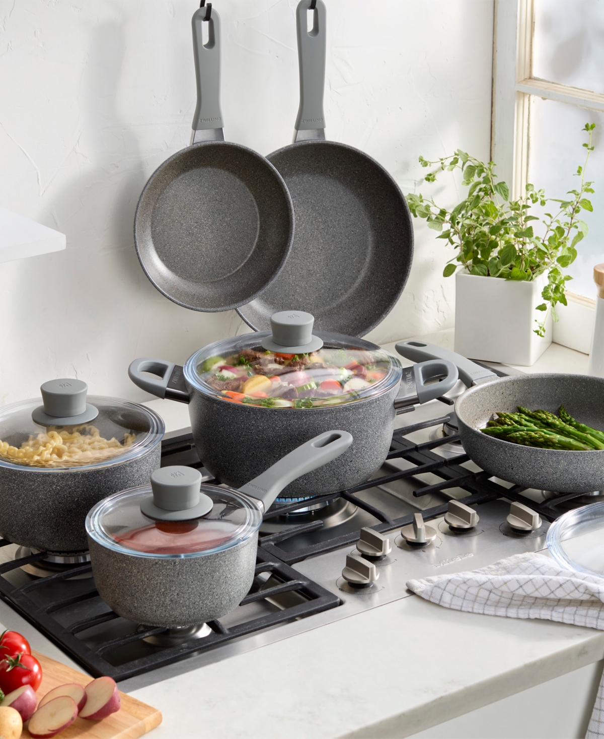 Zwilling Parma Plus Aluminum Nonstick 10 Piece Cookware Set In Gray