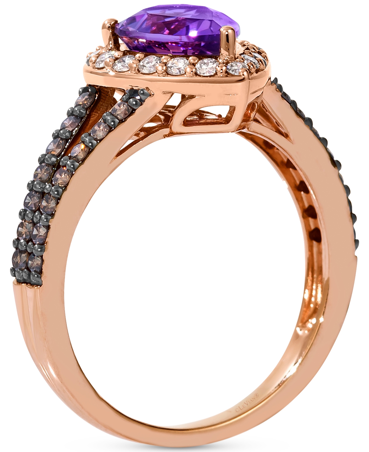 Le Vian Amethyst (1-1/5 Ct. T.w.), Nude Diamond (1/4 Ct. T.w.) & Chocolate Diamond (3/8 Ct. T.w.) Pear-shape In Rose Gold