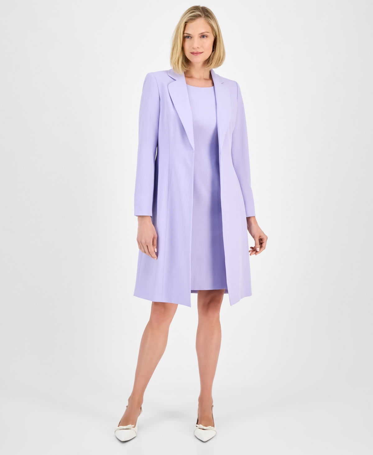 Le Suit Women's Elongated Blazer Dress Suit, Regular & Petite In Lilac