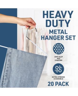 50-Piece White Metal Pants Hangers – Heavy-duty, non-slip, open-ended design for pants, jeans, blankets & more. Space-saving closet set