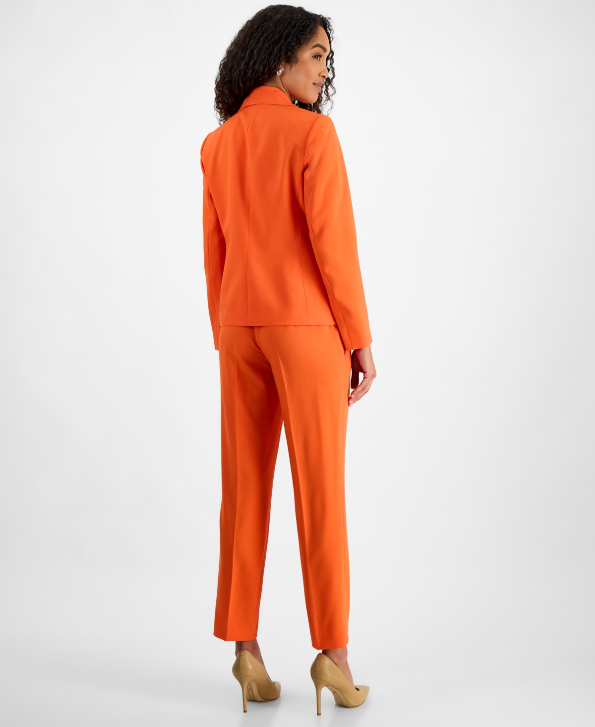 LE SUIT WOMEN'S ONE-BUTTON STRAIGHT-LEG PANTSUIT, REGULAR & PETITE 
