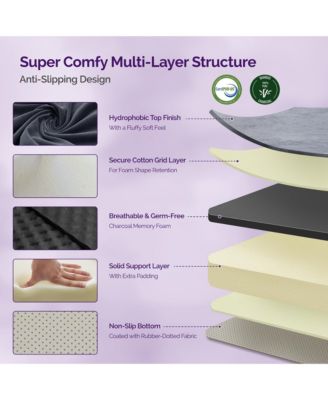 Gel Memory Foam Camping Mattress Sleeping Pad 4 Inch Portable Floor Mat Roll Up