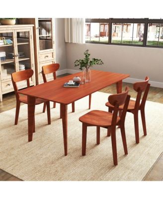 Set of 4  Solid Wood  w/ Curved Backrest & Rubber Wood Frame - Dining Chair