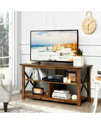 Modern Farmhouse TV Stand Entertainment Center for TV's up to 55'' w/Open Shelves