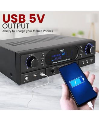 Home Theater Wireless BT Streaming Receiver Amplifier - 2x90W Home Audio Power Amplifier MP3/USB Readers and FM Radio, Dual Channel Wireless Sound Audio Stereo Receiver System