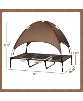 Elevated Dog Cot with UV Protection Canopy Shade, 36 inch,