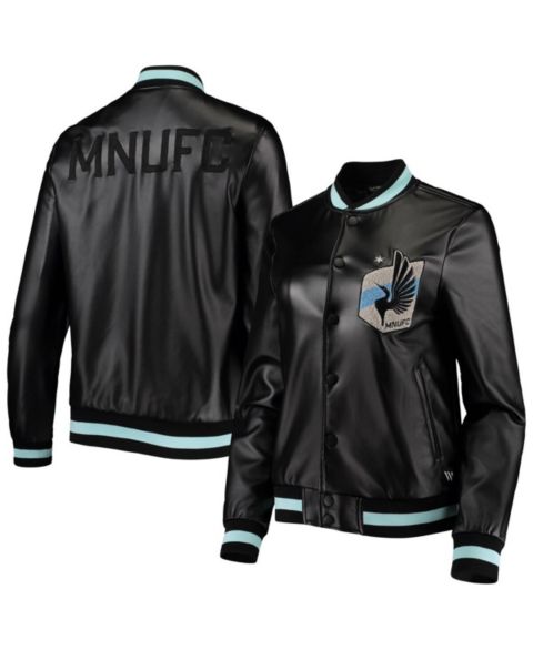 Женские куртки The Wild Collective Women's Black Minnesota United FC Full-Snap Bomber Jacket