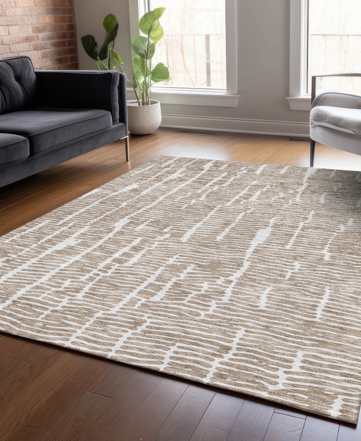 Addison Chantille Machine Washable Acn830 2'6"x3'10" Area Rug In Brown