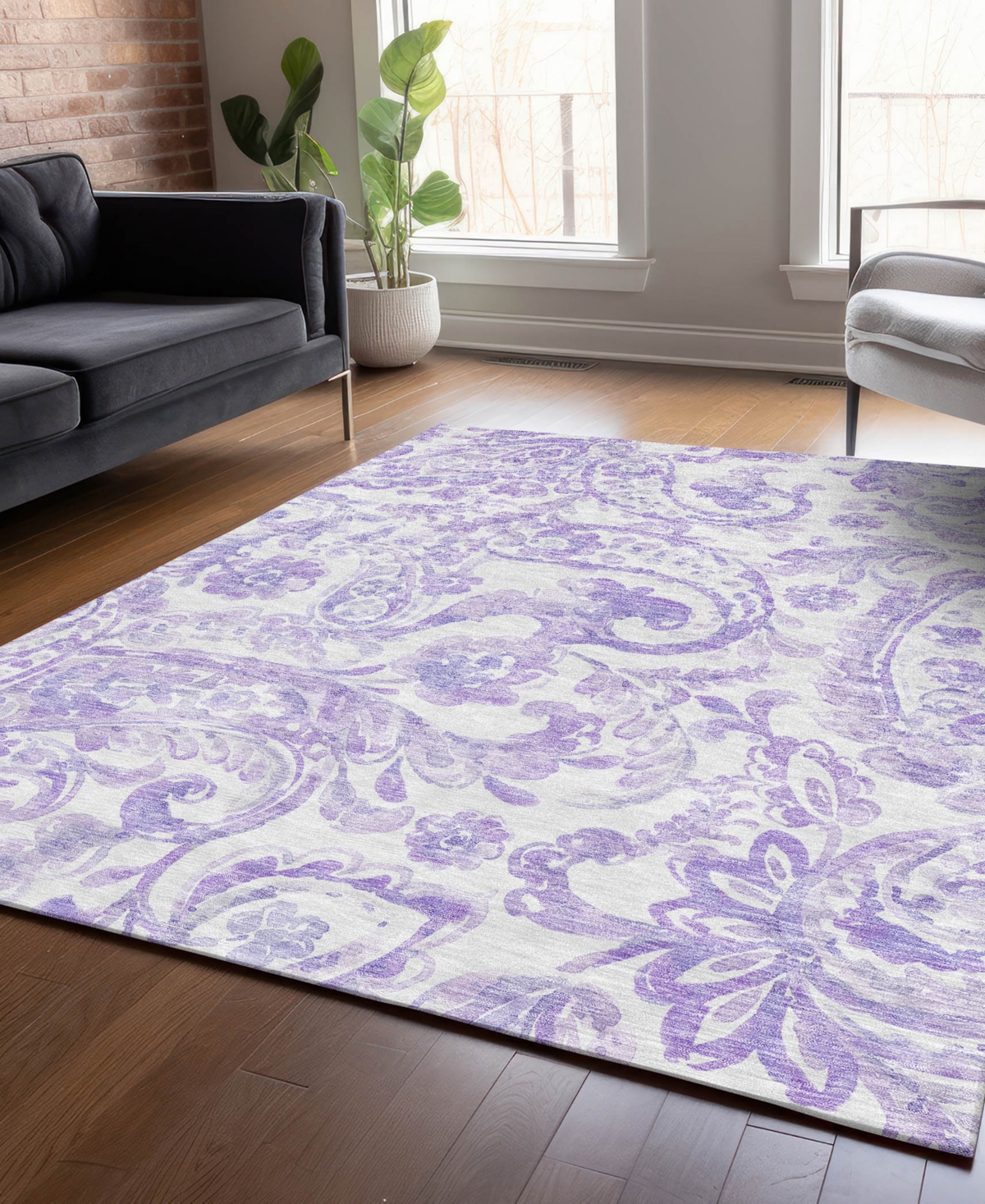 Addison Chantille Acn835 5'x7'6" Area Rug In Lavender