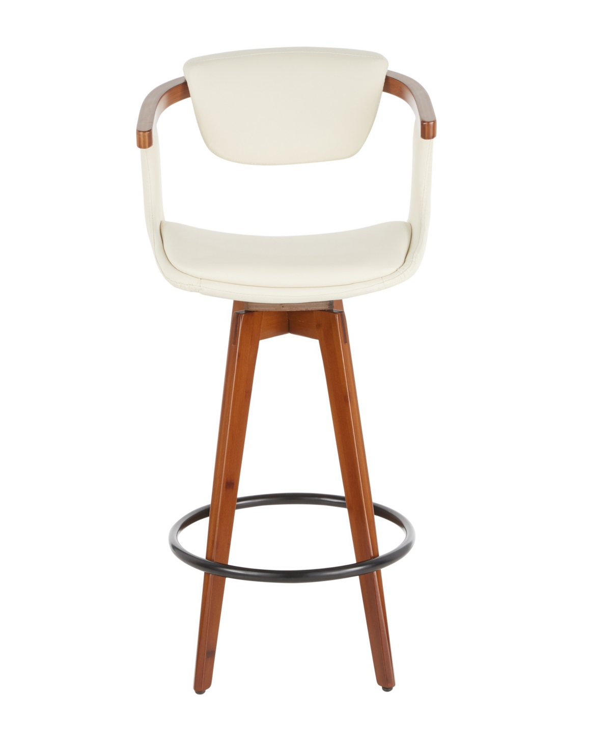 Lumisource 36" Bamboo Oracle Mid-century Modern Counter Stool In Cream