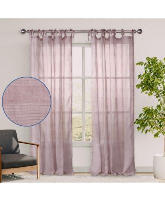 Grayson Stripe Sheer Tie Top Curtains Pair