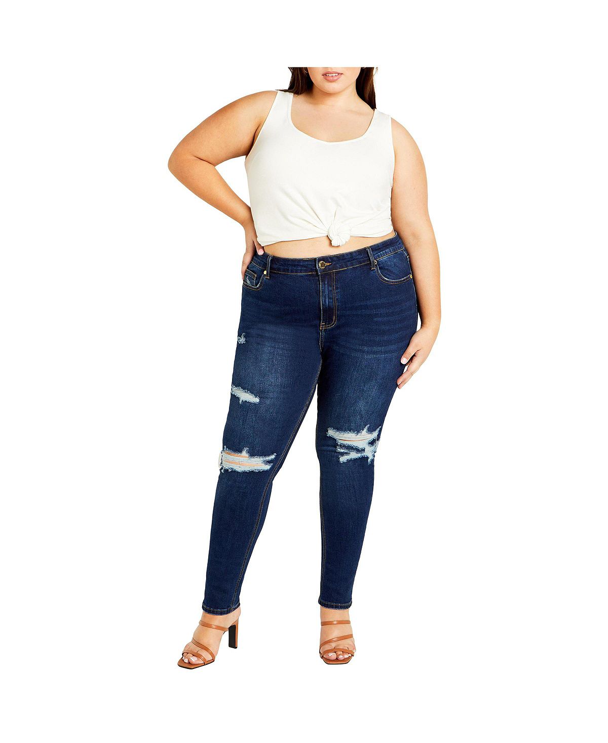 CITY CHIC Plus Size Asha Jojo Distressed Detail Crop Jean view 2 — MAYCSS fashion products