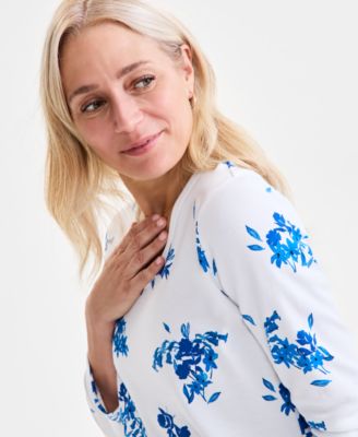 Women's Printed V-Neck 3/4-Sleeve Top