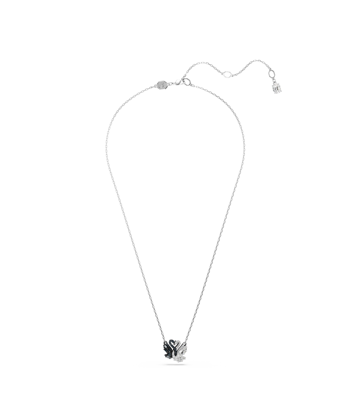 Swarovski Two-tone Swan Pendant Necklace In Black,silver