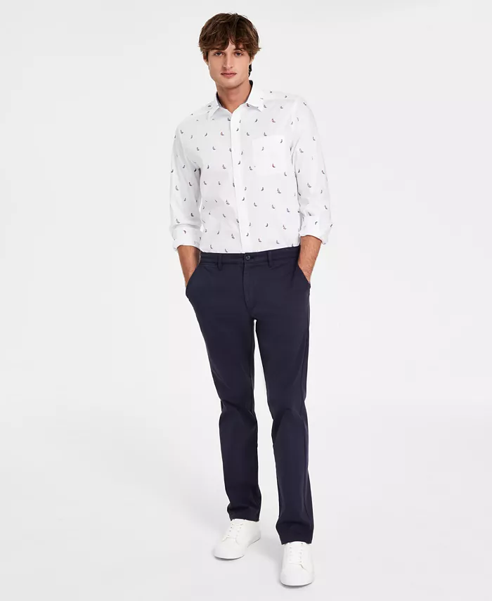 Men's Classic-Fit Stretch Solid Flat-Front Chino Deck Pants - thumbnail 6