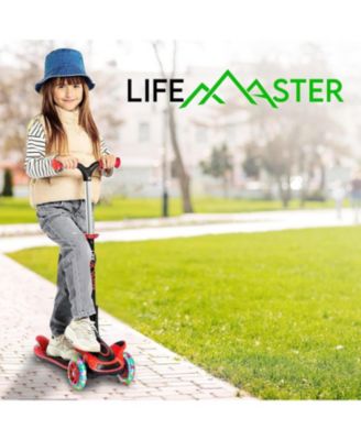 3-Wheel Kids Scooter with Foldable Seat, Adjustable Handlebar, LED Light-Up Wheels & Anti-Slip Deck, Lean-to-Steer Design for Ages 2+, Indoor/Outdoor