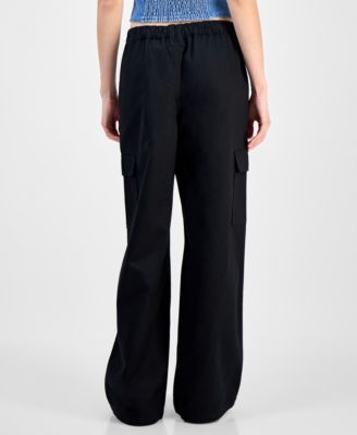 Juniors' Cargo Strap Wide-Leg Pants