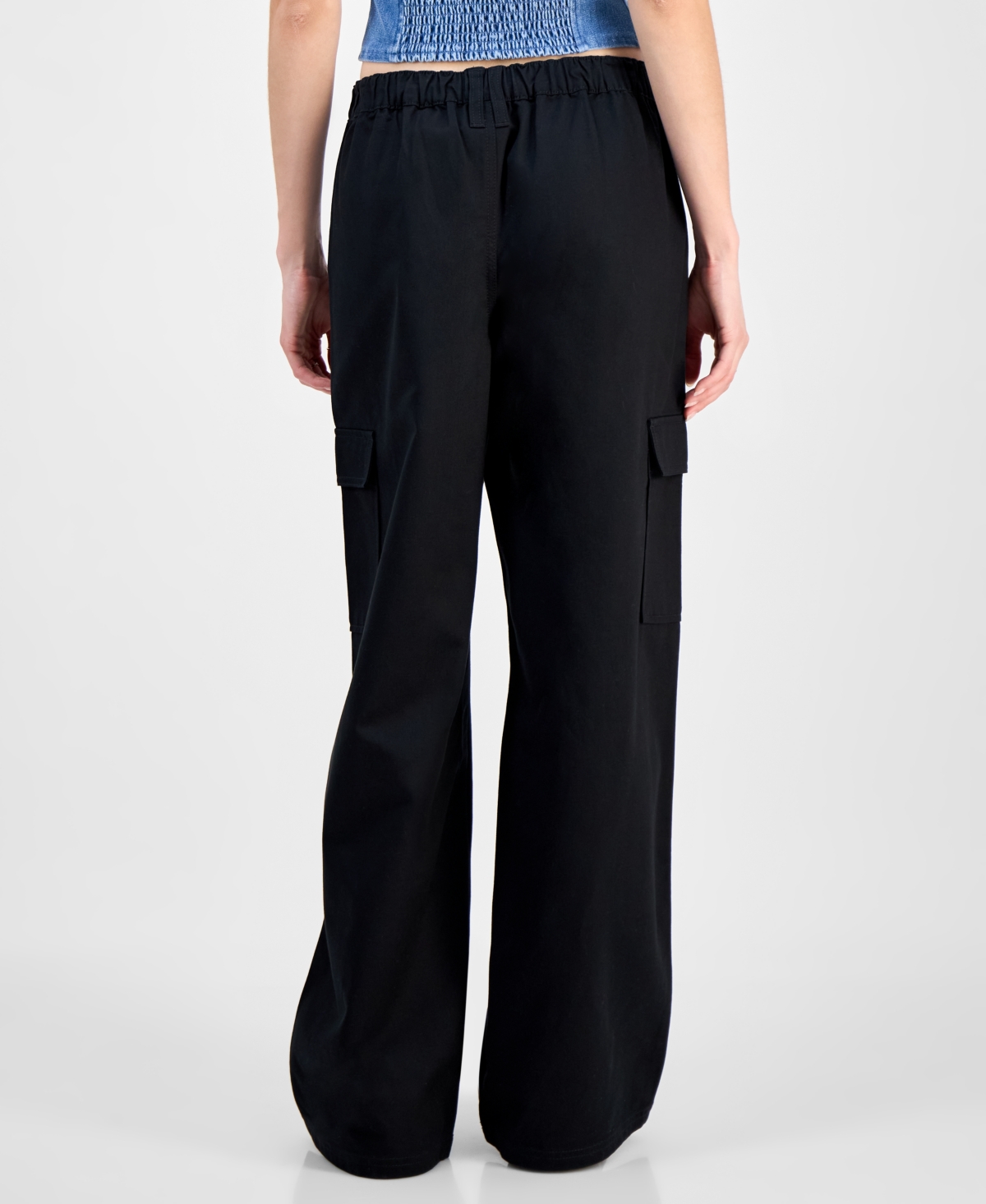 Celebrity Pink Juniors' Cargo Strap Wide-leg Pants
