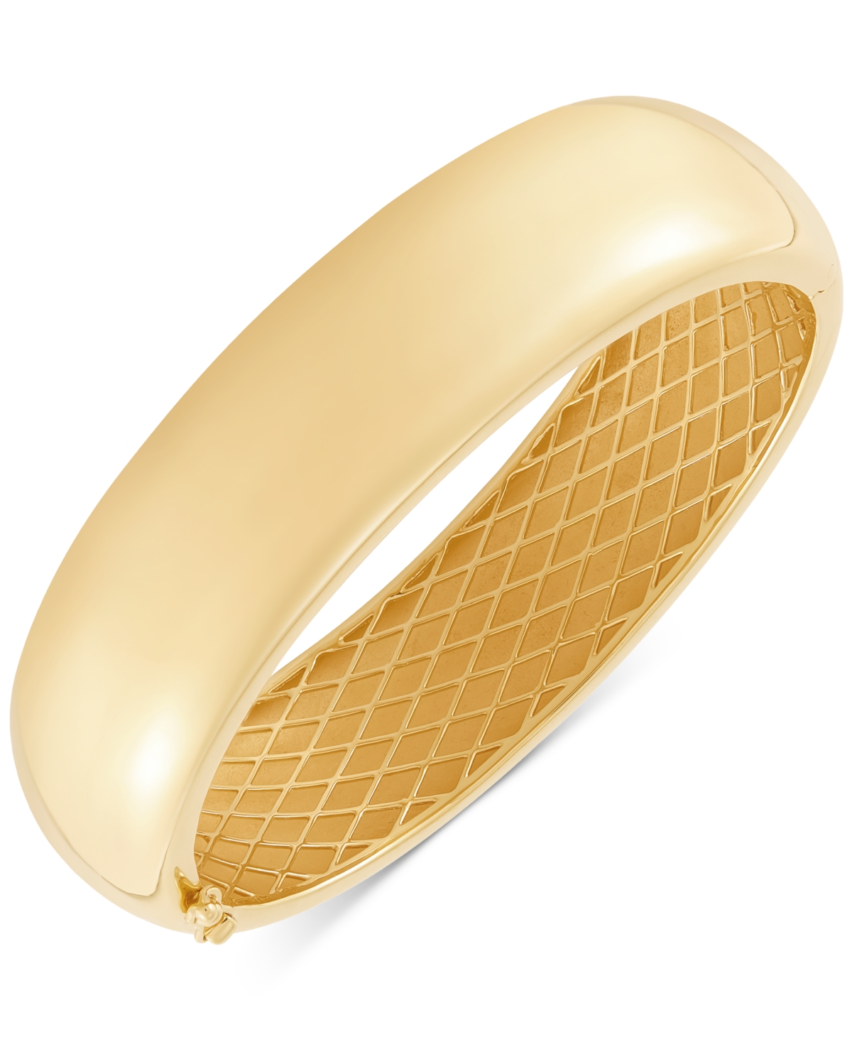 Polished Tube Hinge Wide Bangle Bracelet (18mm) in 18k Gold-Plated Sterling Silver - Gold Over Silver