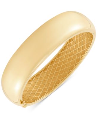 Polished Tube Hinge Wide Bangle Bracelet (18mm) in 18k Gold-Plated