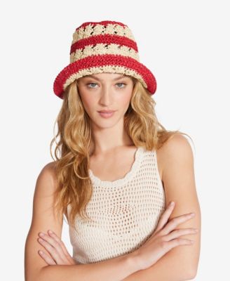 Steve Madden - H-Carly Striped Crochet Straw Bucket Hat