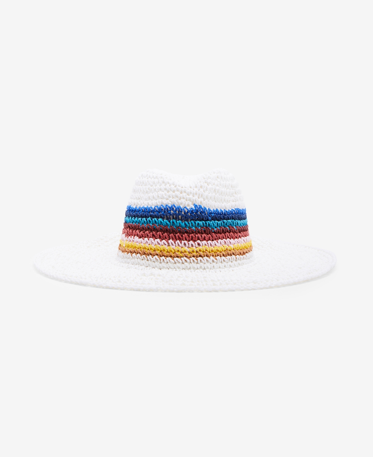 Striped Straw Panama Hat - White Multi