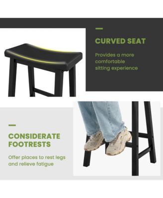 Set of 4 Wooden Ergonomic Saddle Counter Height Bar Stools