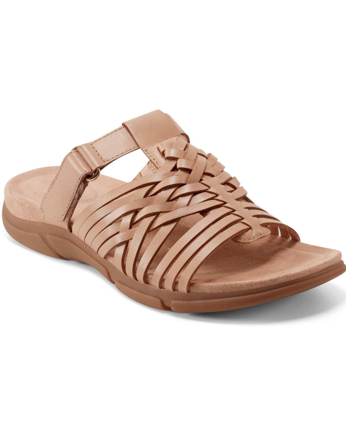 Shop Easy Spirit Women's Mindi Woven Flat Slide Sandals In Light Natural Leather