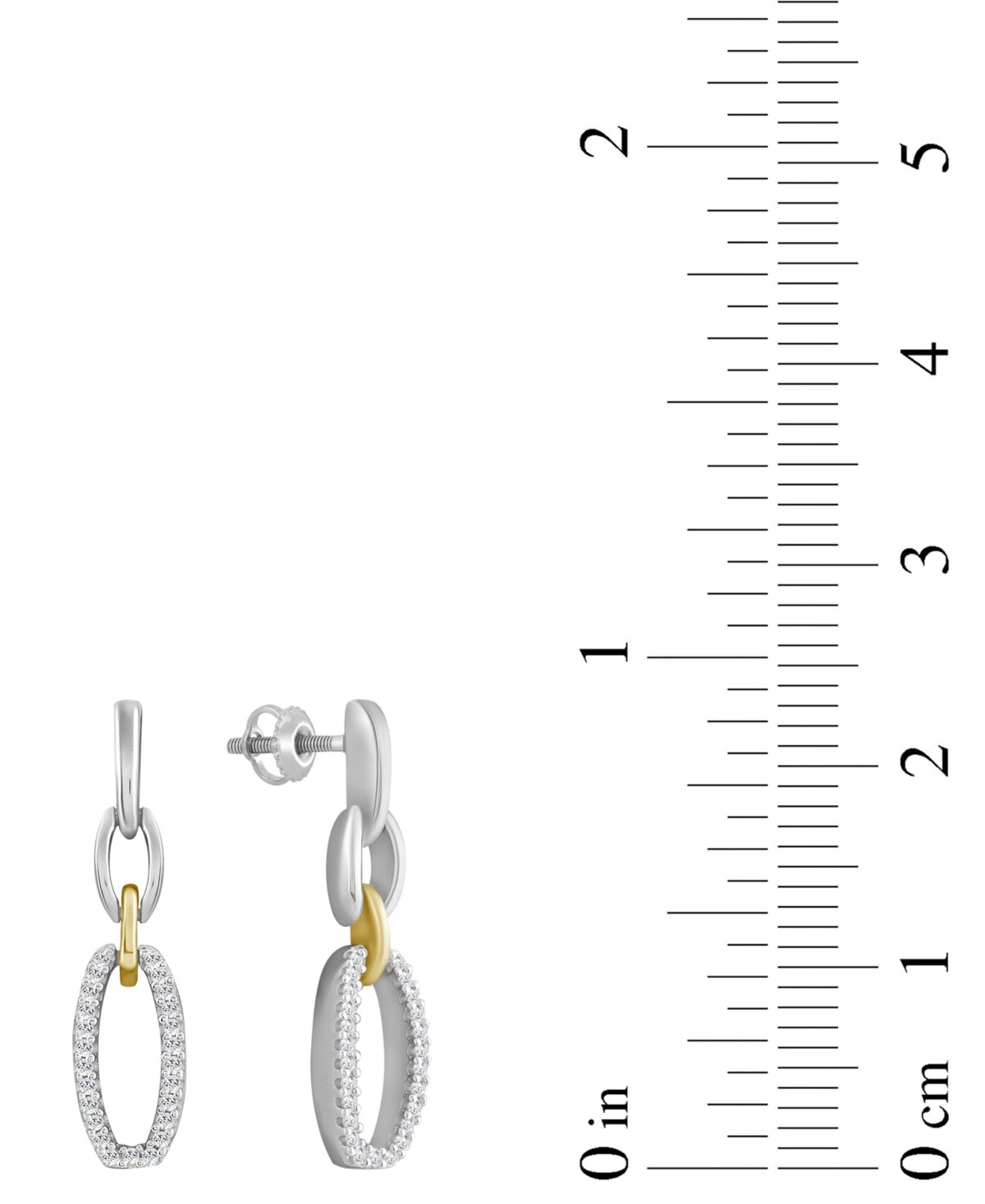 Macy's Diamond Link Drop Earrings (1/10 Ct. T.w.) In Sterling Silver & 10k Yellow Gold In Sterling Silver  Yellow Gold