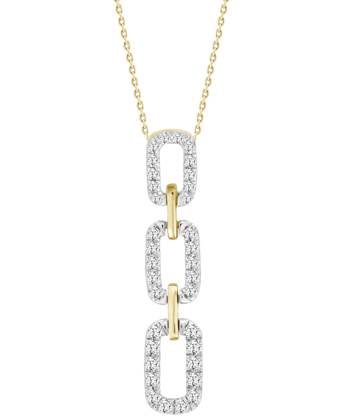 MACY'S DIAMOND GRADUATED LINK PENDANT NECKLACE (1/4 CT. T.W.) IN 10K GOLD, 16" + 2" EXTENDER 