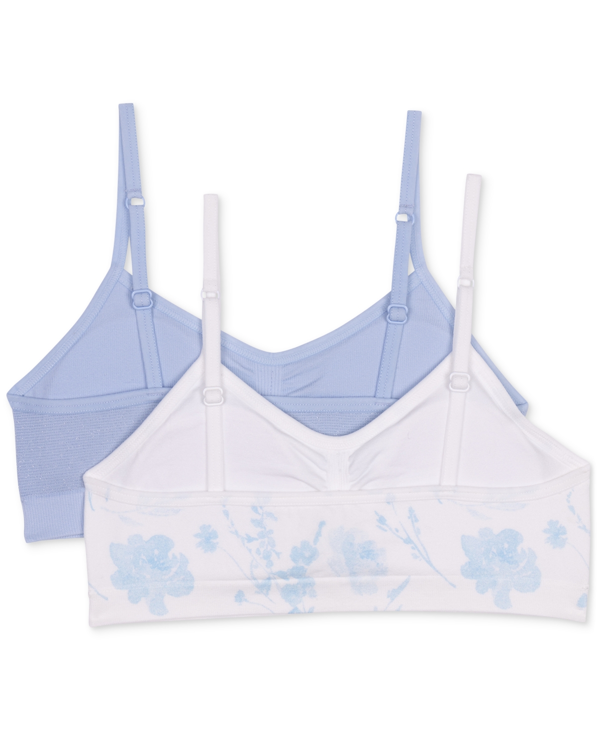 Maidenform Big Girls Seamless Ruched Crop Bras, Pack Of 2 In Skyway Lurx