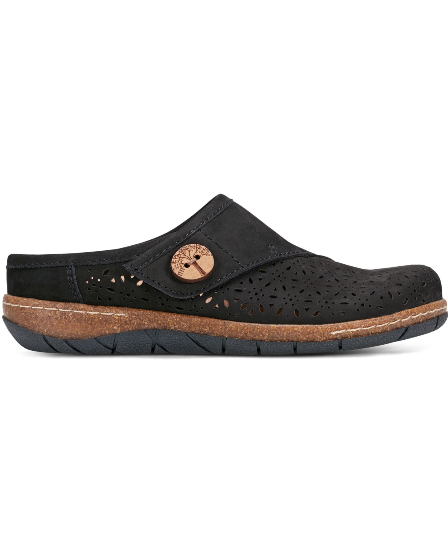 Женские сабо Earth Erinn Cutout Slip-On, цвет: Чёрный нубуковый — фото 2