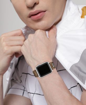 Women's Tan Coach Signature Canvas Leather Strap Band for Apple Watch 38mm, 40mm, 41mm