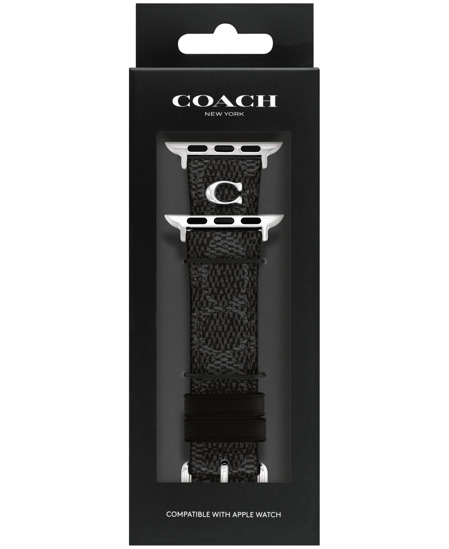 Женские ремешки для часов Black Coach Signature Canvas Leather Strap Band for Apple Watch 38mm, 40mm, 41mm — фото 4