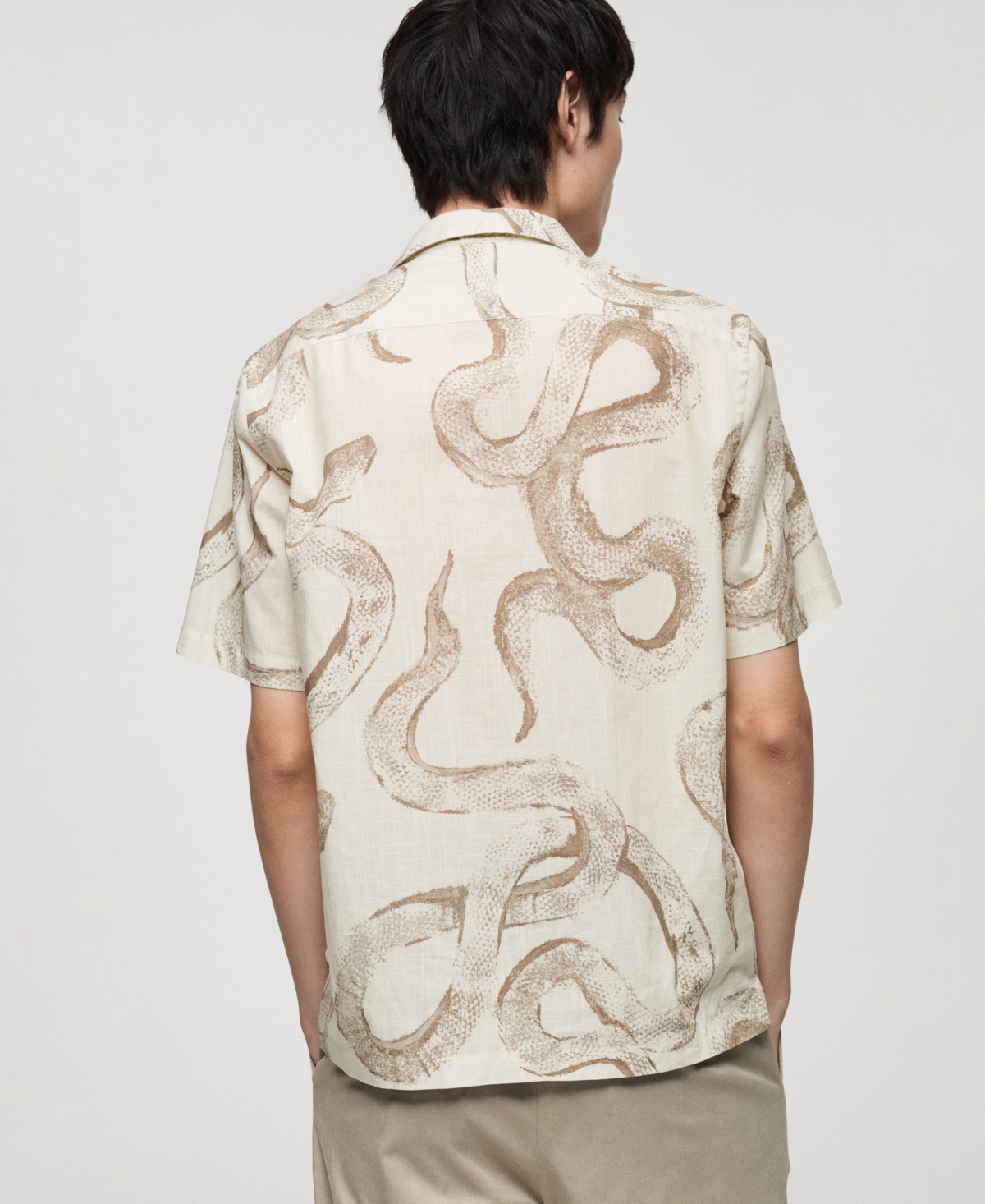 Mango Men's Slim-Fit Printed Cotton Shirt