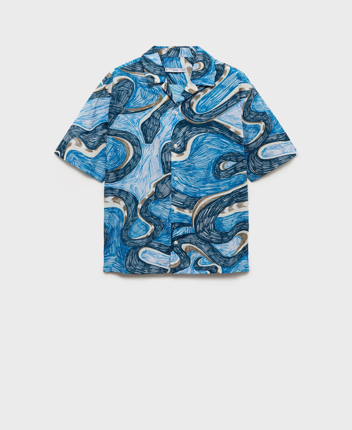 Мужская рубашка Mango Regular-Fit Printed, цвет: Синий — фото 3
