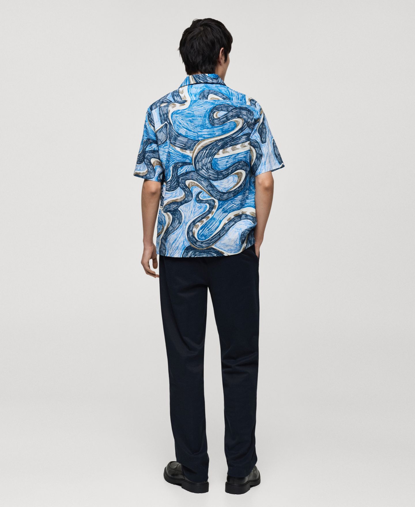 Мужская рубашка Mango Regular-Fit Printed, цвет: Синий — фото 7