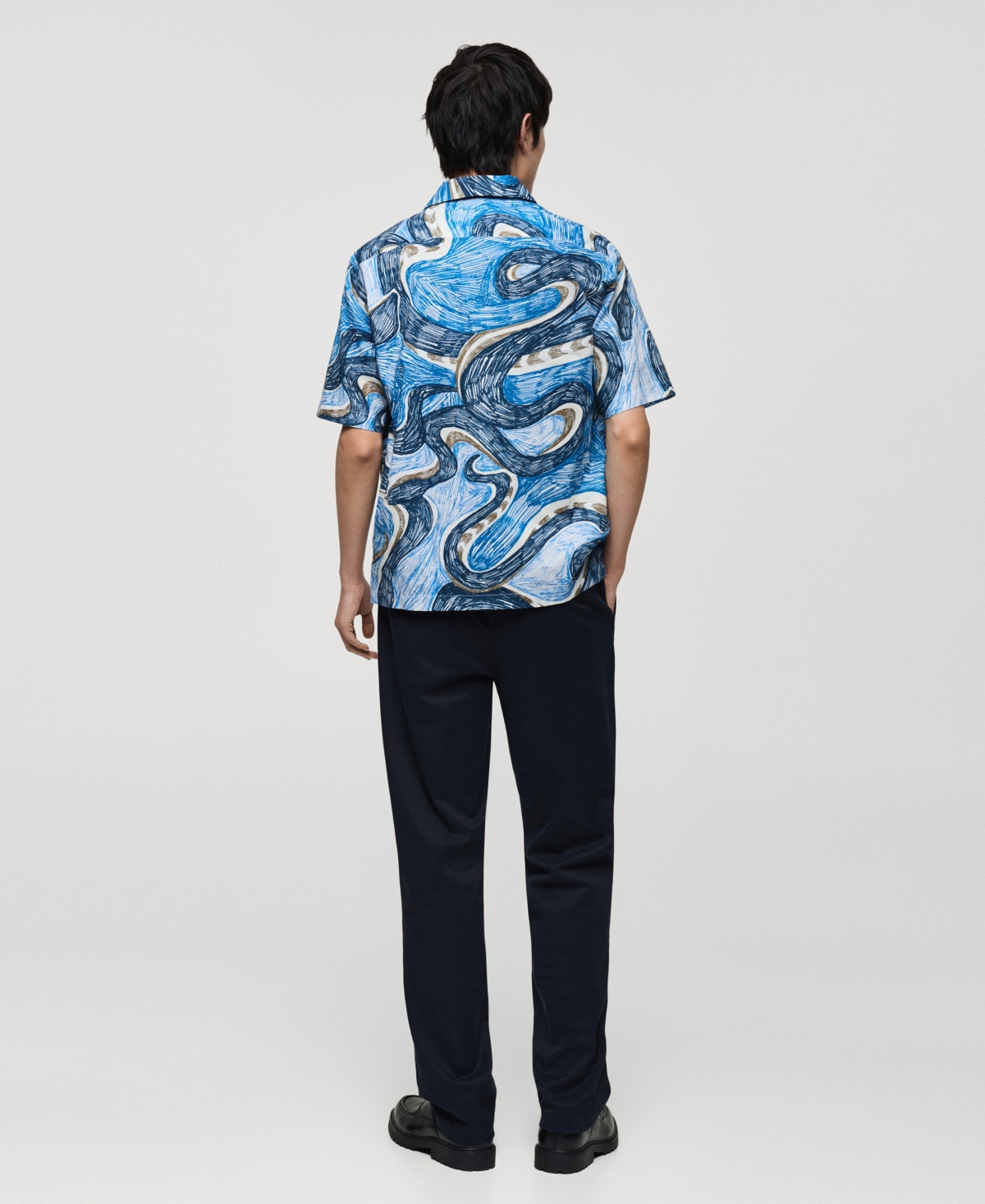 Mango Men's Regular-fit Printed Shirt In Blue